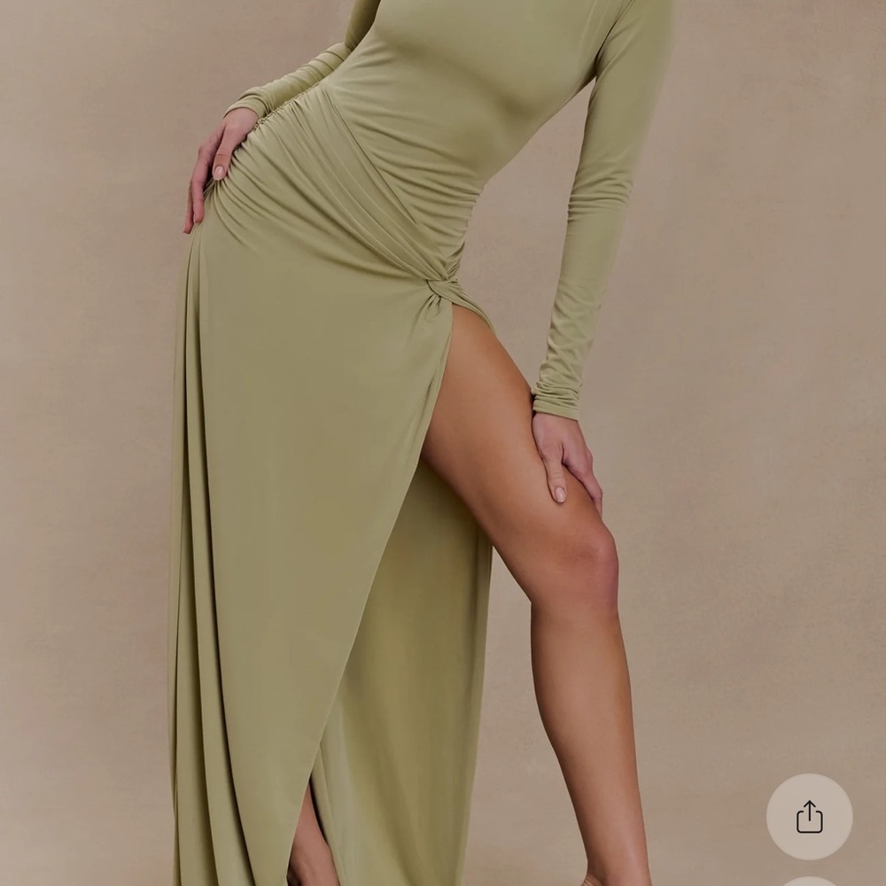Meshki Olive Maxi Dress with Side Slit - Picture 3 of 3